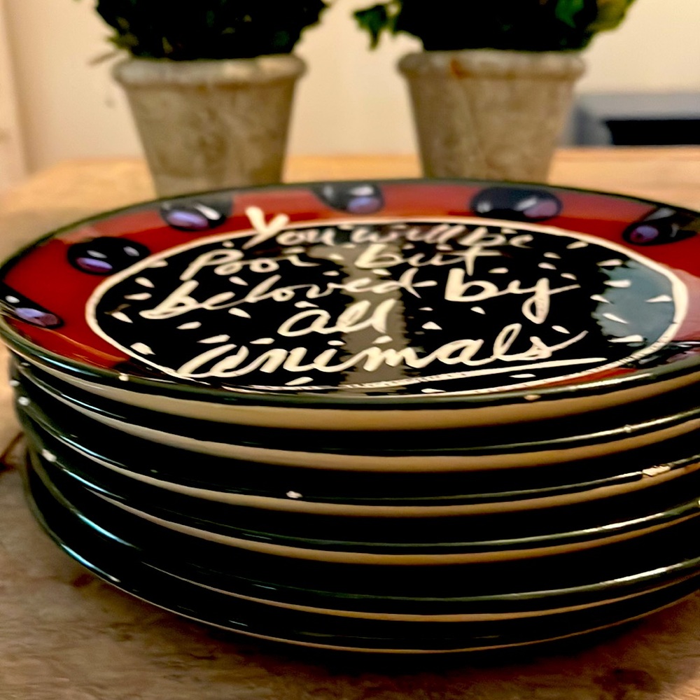 Droll Designs Fortune cookie, dessert plates, set of six